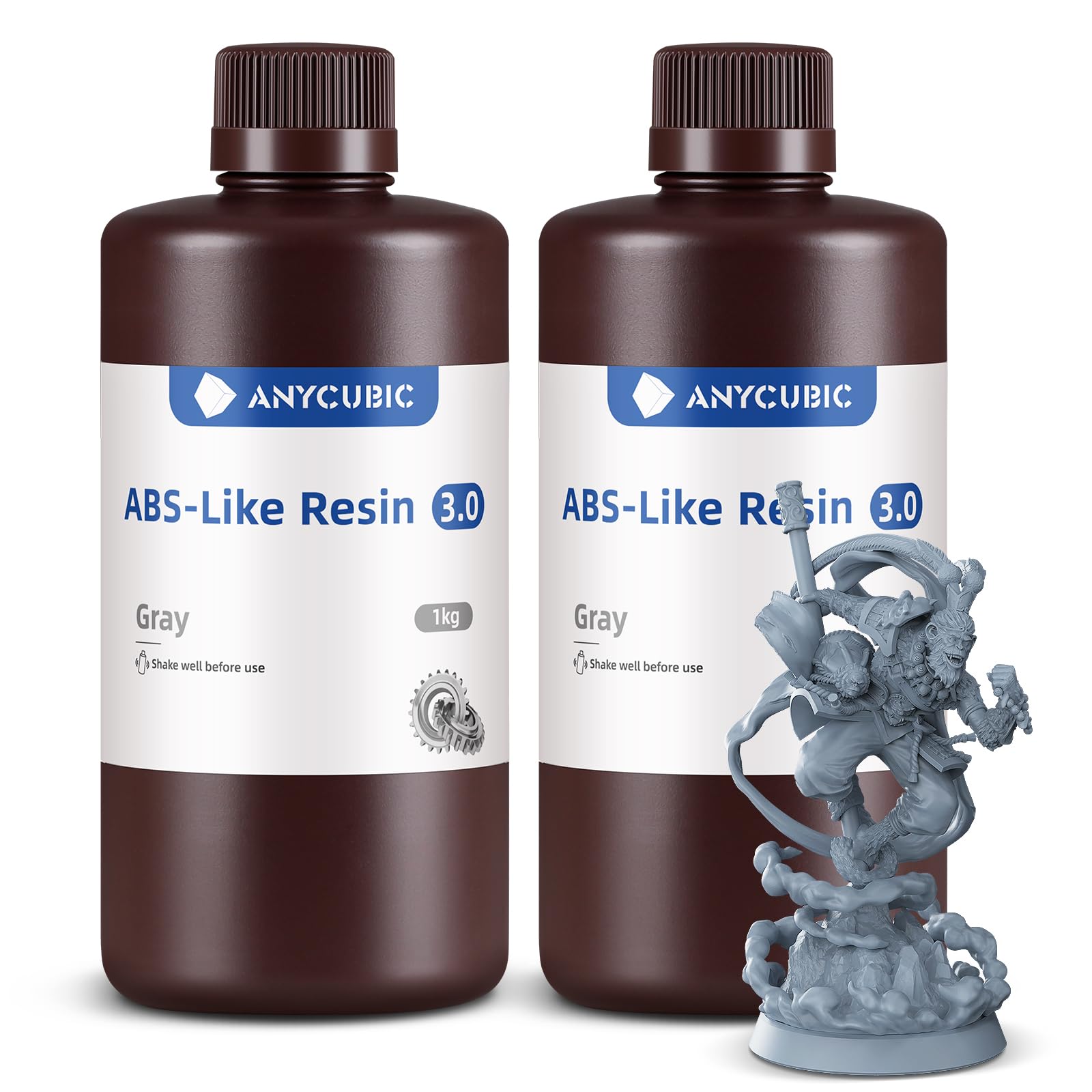 ANYCUBIC ABS-achtige Pro 2-hars, hars voor 3D-printers, hoge robuustheid met hoge precisie, (grijs wit lichtzwart, 4 kg ANYCUBIC ABS-achtige Pro 2-hars, hars voor 3D-printers, hoge robuustheid met hoge precisie, (grijs wit lichtzwart, 4 kg