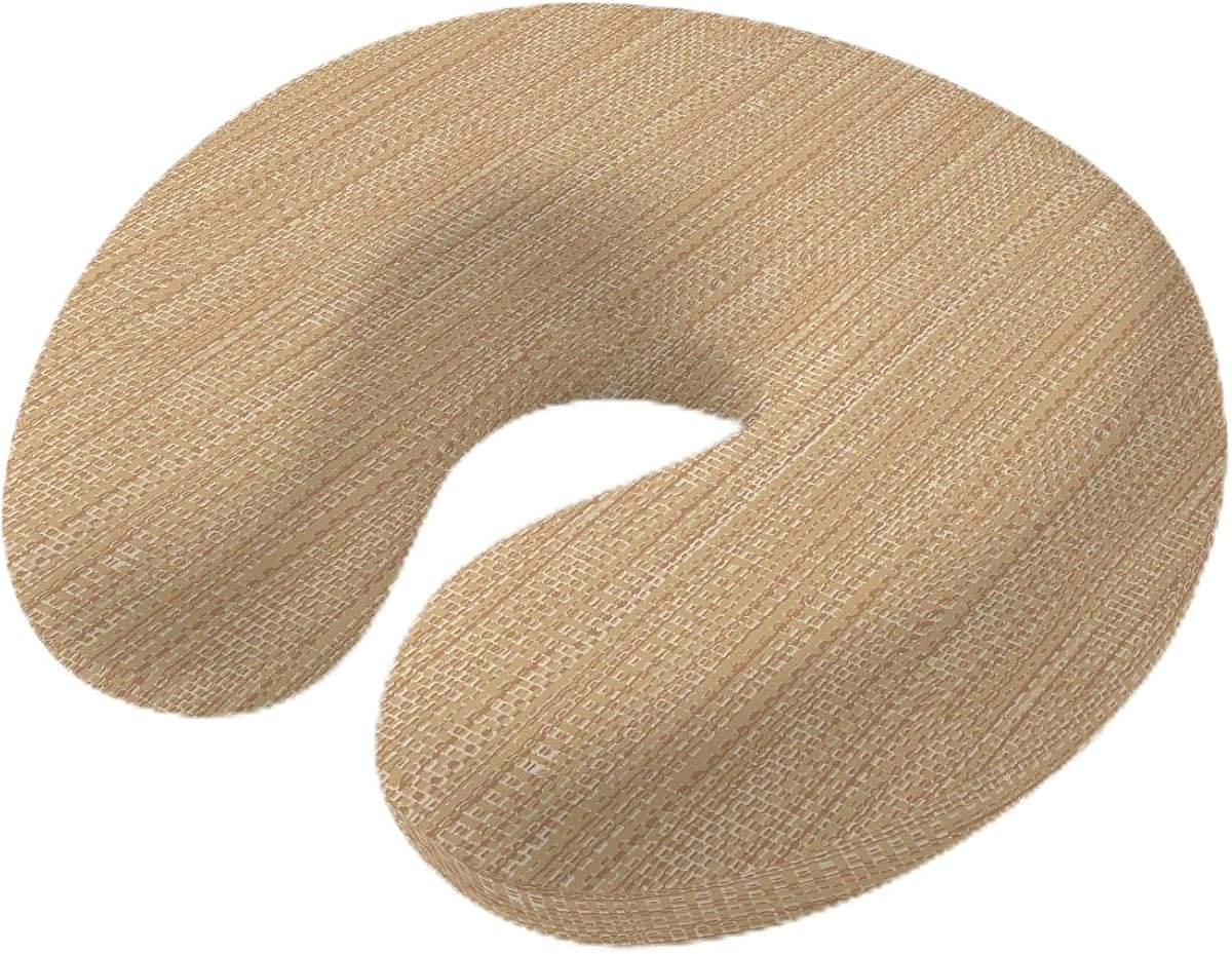 Neck Pillow Minimalist Light Brown Travel Pillow Memory Foam U Shaped Pillows, Crosshatch Linen Textured Travel Neck Pillows for Airplane Car Office Home Sleeping Rest
