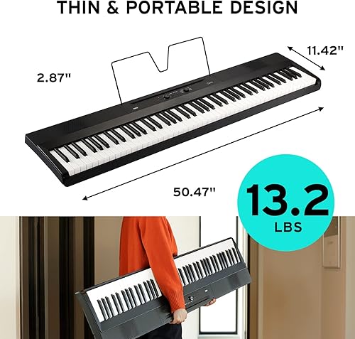 Miniatura 3 de Korg Piano digital portátil 88 con teclas semipesadas y altavoces integrados, con pedal de sostenimiento, soporte de música y fuente de alimentación
