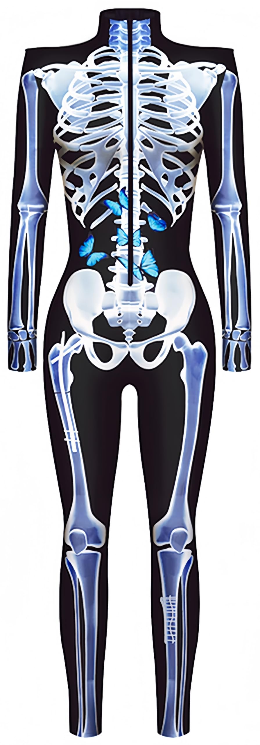 Ocean Plus Tuta Intera Aderente da Donna a Maniche Lunghe con Collo Alto e Cerniera Lampo Body Stampato con Motivi Abito Feste Carnevale Halloween