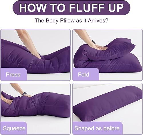 Miniatura 4 de DOWNCOOL Almohada grande para el cuerpo, almohada transpirable de cuerpo completo para dormir de lado, almohada de cama larga suave para adultos, 20