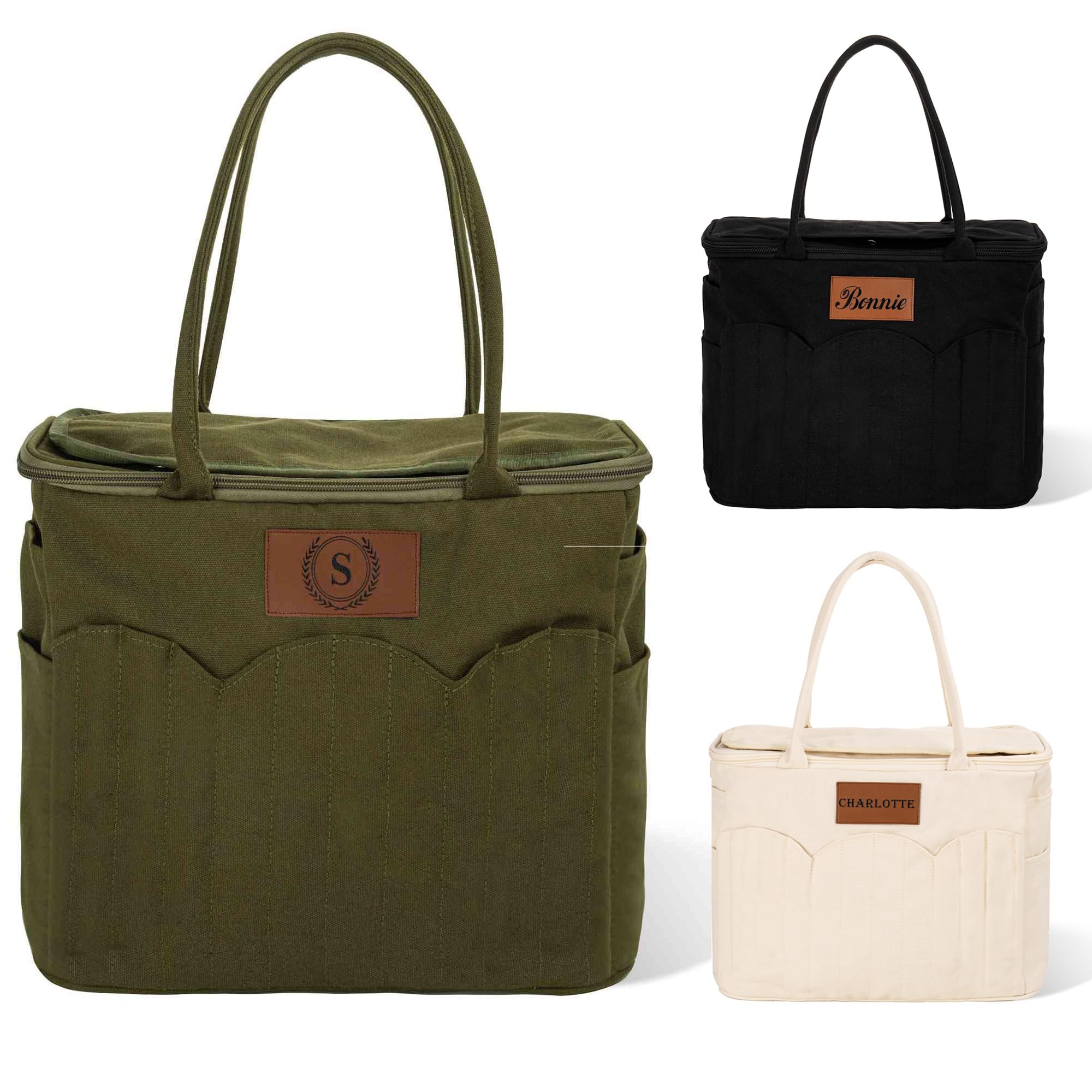 Bolsa de almacenamiento personalizada para tejer para mujer, bolsa de hilo de lona grande, organizador de ganchillo, bolsa de viaje portátil con bolsillos para agujas, estuche de ganchillo, regalo de