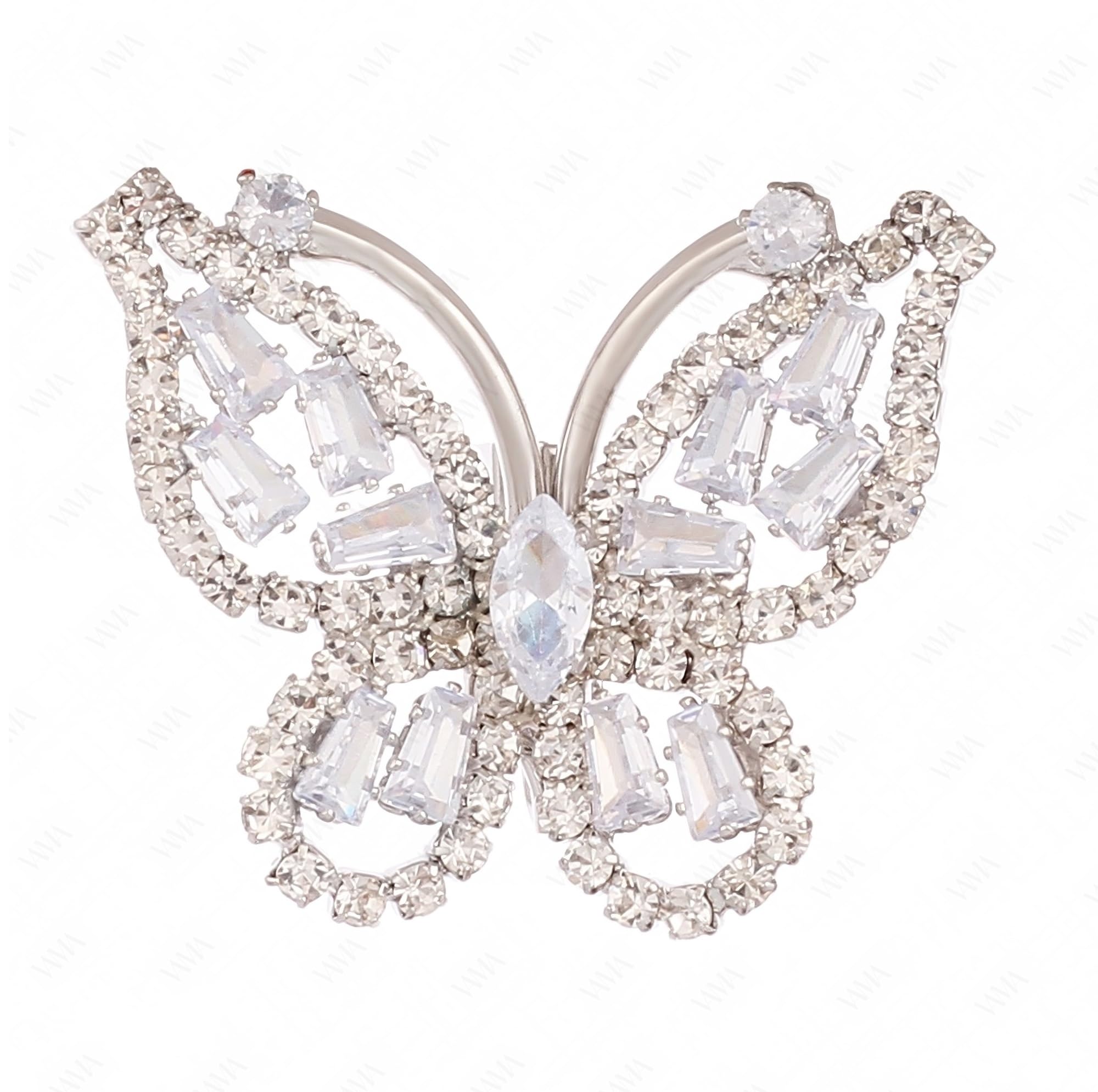 Silver Crystal Stone Saree Pins Broach Coat Dress Gown Shawl Wedding Bridal Butterfly Brooch pin for Women Girls