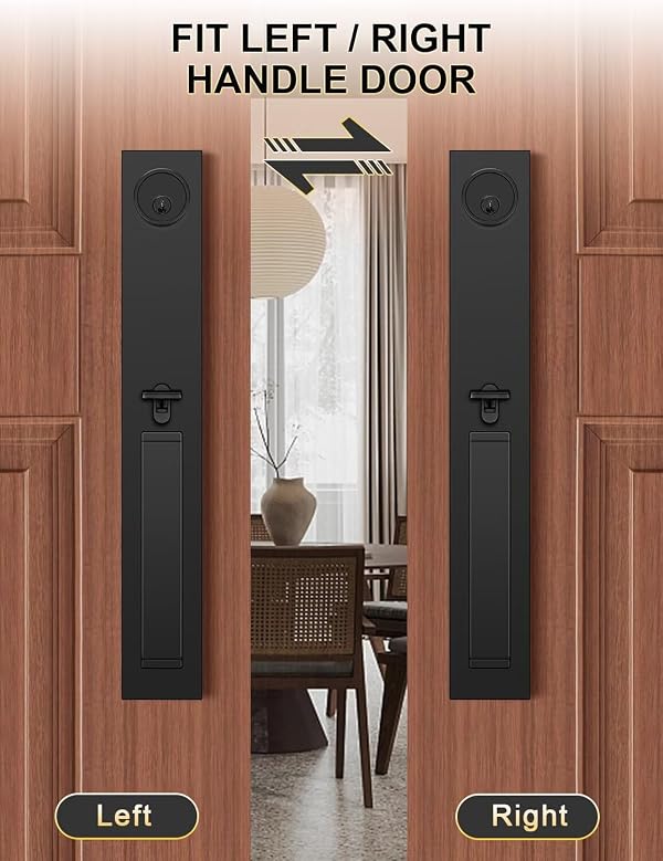 Tinewa Front Door Lock Set, Full Escutcheon Front Door Handle Sets, Heavy Duty Entry Door Lock Sets with 3 Keys, Door Locks with Deadbolt Lever Handle by Tinewa - Image 5