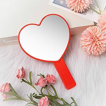 FdcZeyxior ハート型ハンドヘルドミラー ミニトラベルメイク