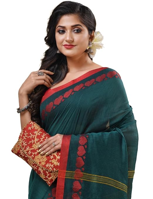 dB DESH BIDESH Women`s handloom cotton saree for woman silk georgette daily wear latest soft linen cotton sarees for women new collection farewell mul cotton saree with unstitched blouse