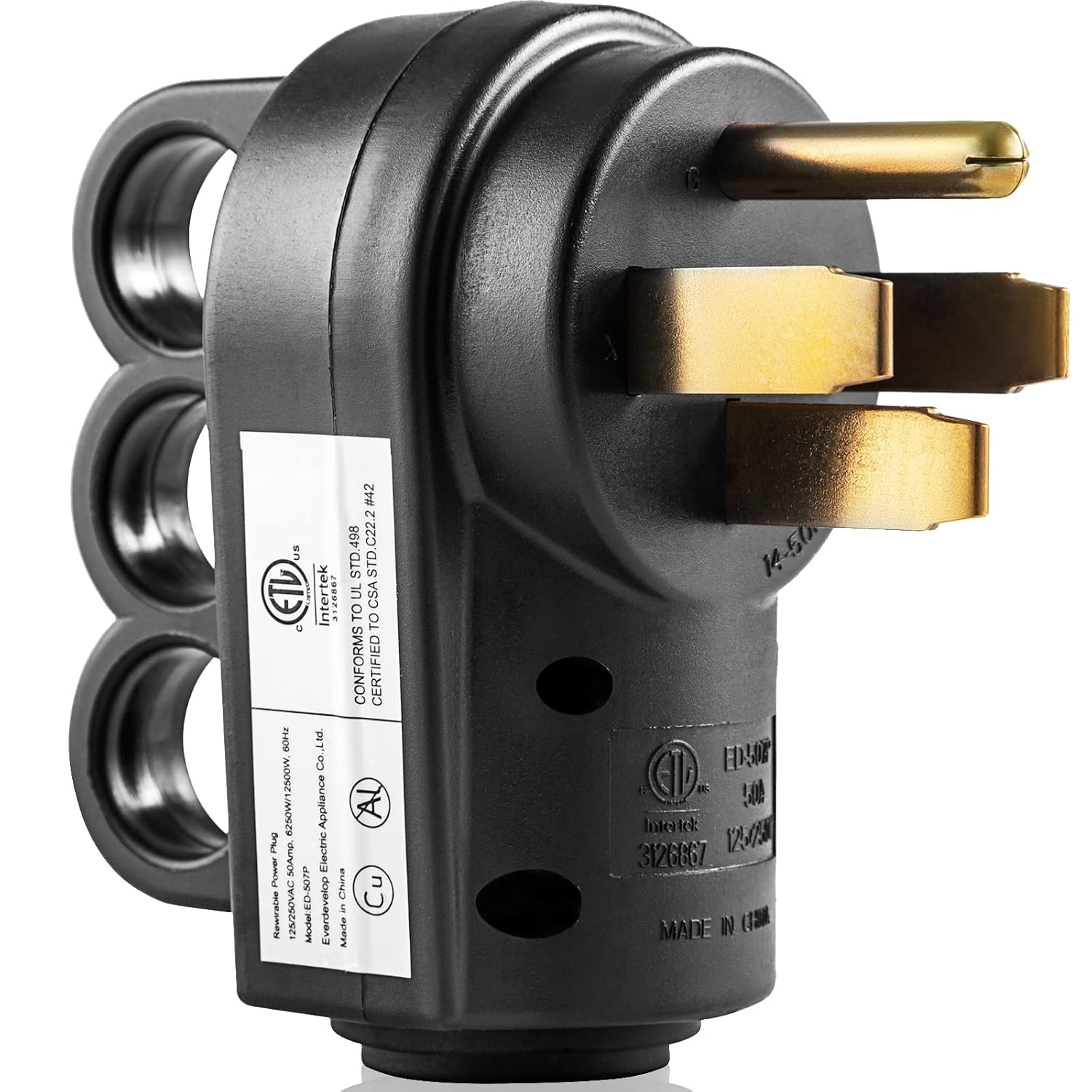 RV Plug 50amp,RV Replacement Male Plug NEMA 14-50P, 125V 250V 50A with ...
