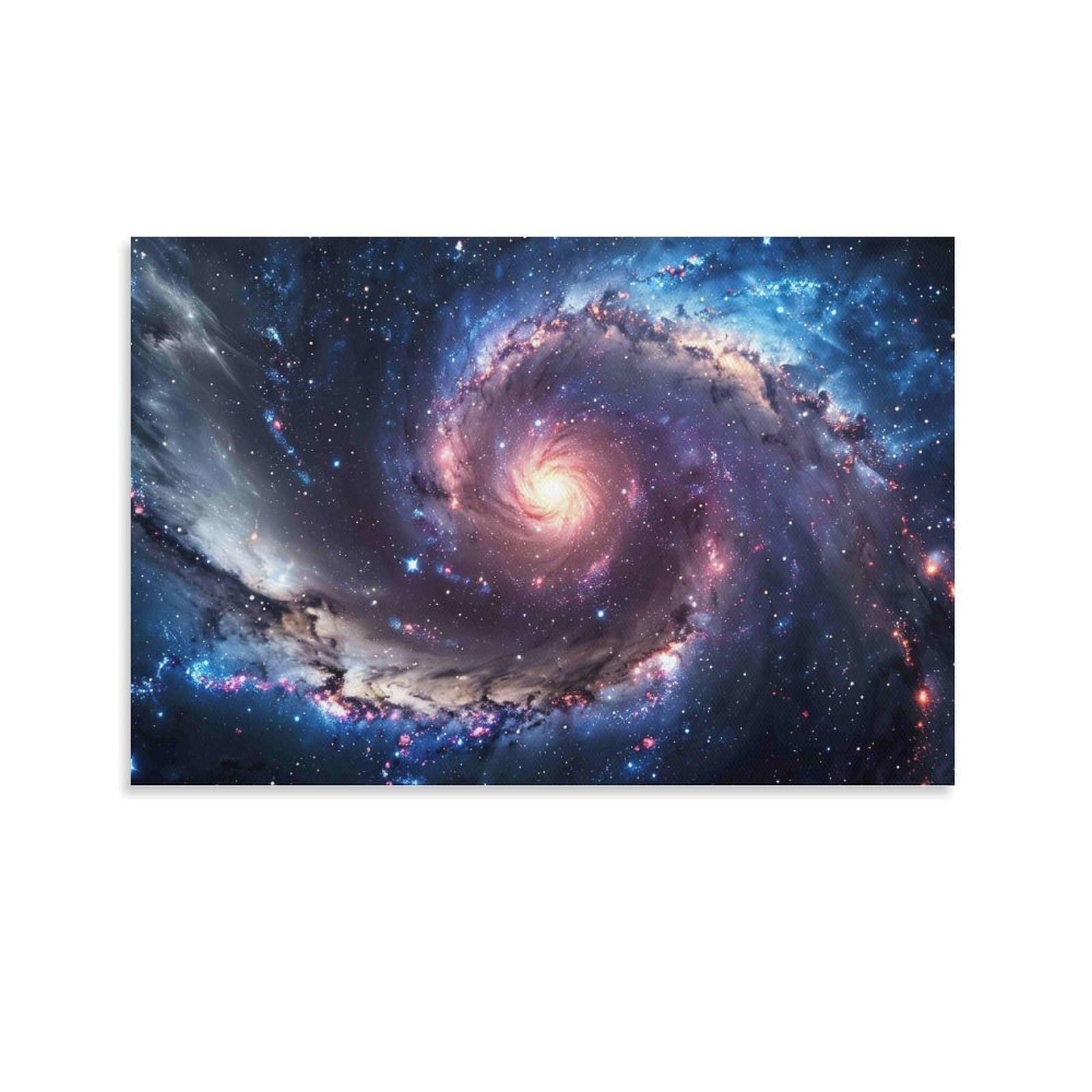 CPLVKWRQJ Spiral Galaxy Space Single Swirling Purple Blue Spiral Galaxy in Cosmos Canvas Wall Art - Housewarming Gift Living Room Focal Point Ready to Hang Decor 20x30inch(50x75cm)