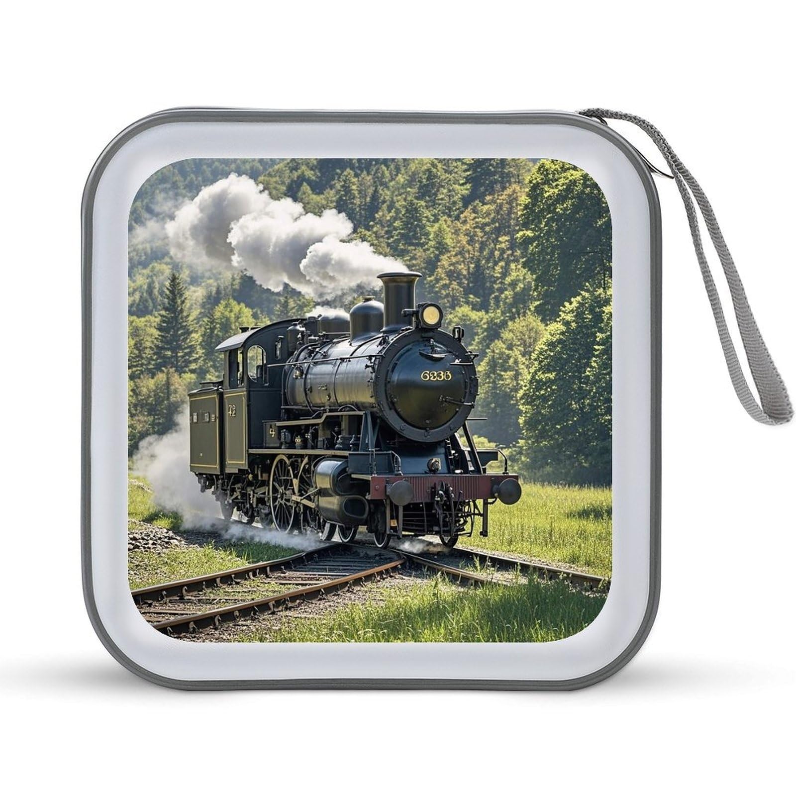 VstaDank Steam Train DVD Case With Zipper Portable CD Case Hardshell DVD VCD Binder Storage Box EVA Protective Blu-ray Wallet 40 Capacity CD Wallet Movie Music Media Disc Wallets