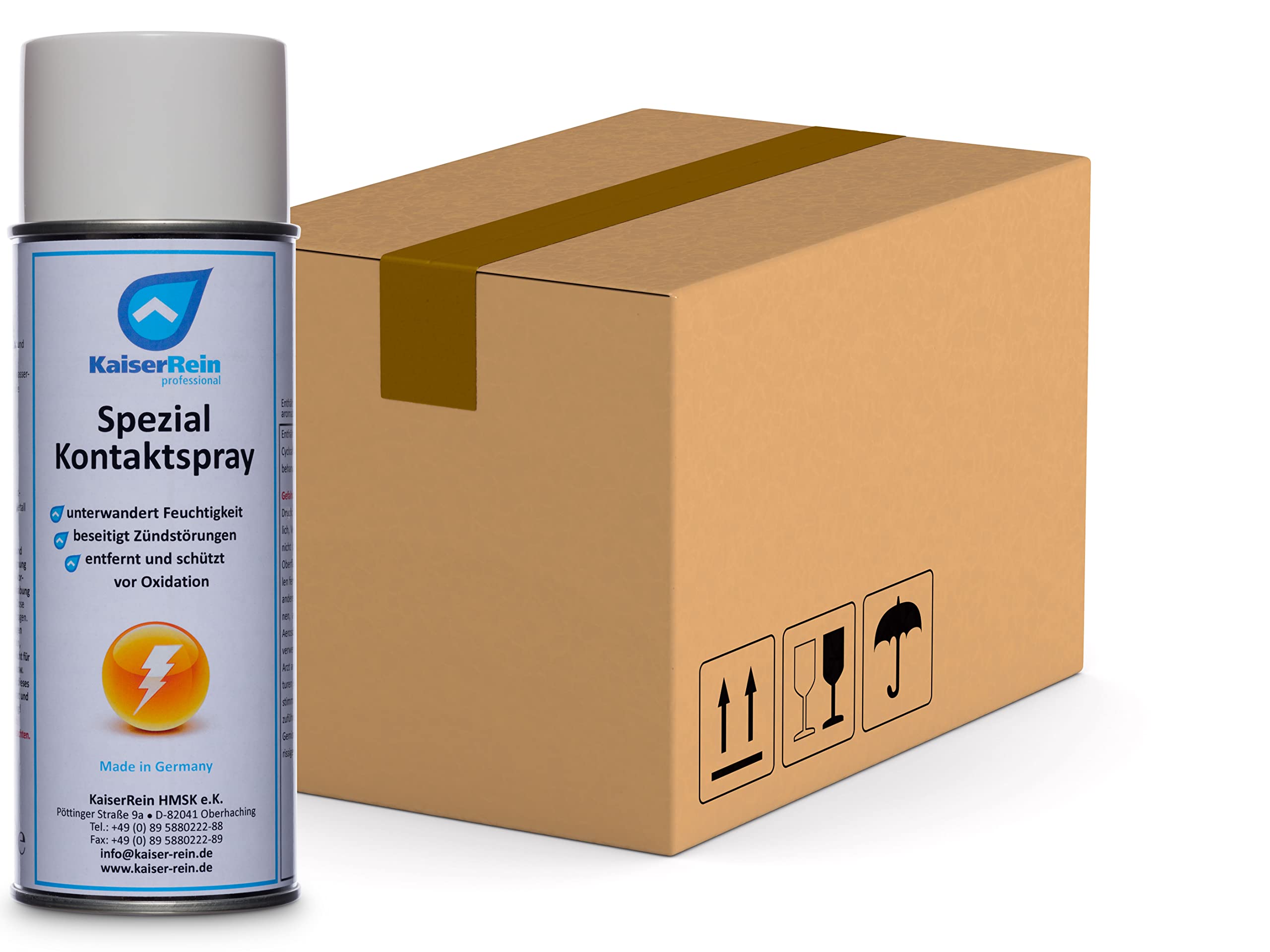 KaiserRein Spezial Kontaktspray (12x400ml) Feuchtigkeitsschutz für elektrische Geräte und Anlagen I unterwandert und löst Oxid-Schichten und schützt vor neuer Oxidation