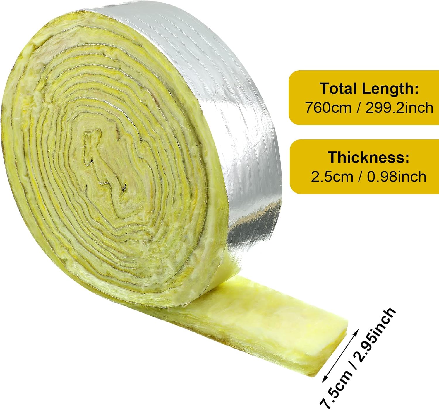 Fiberglass Pipe Insulation Foil Backed Fiberglass Pipe Insulation Wrap for Outdoor Indoor Pipe Insulation Wrap Freezing Weather (2 Pcs) - - 