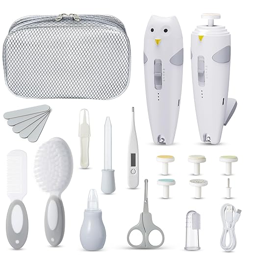 Lictin Baby Healthcare and Grooming Kit, 26 in 1 Rechargeable Baby Nail Trimmer Electric Set,Safe Baby Nail File with Auto Light, Newborn Nursery Health Care Kit, Portable Baby Safety Care Set for Newborn Infant Toddlers Baby Boys Girls