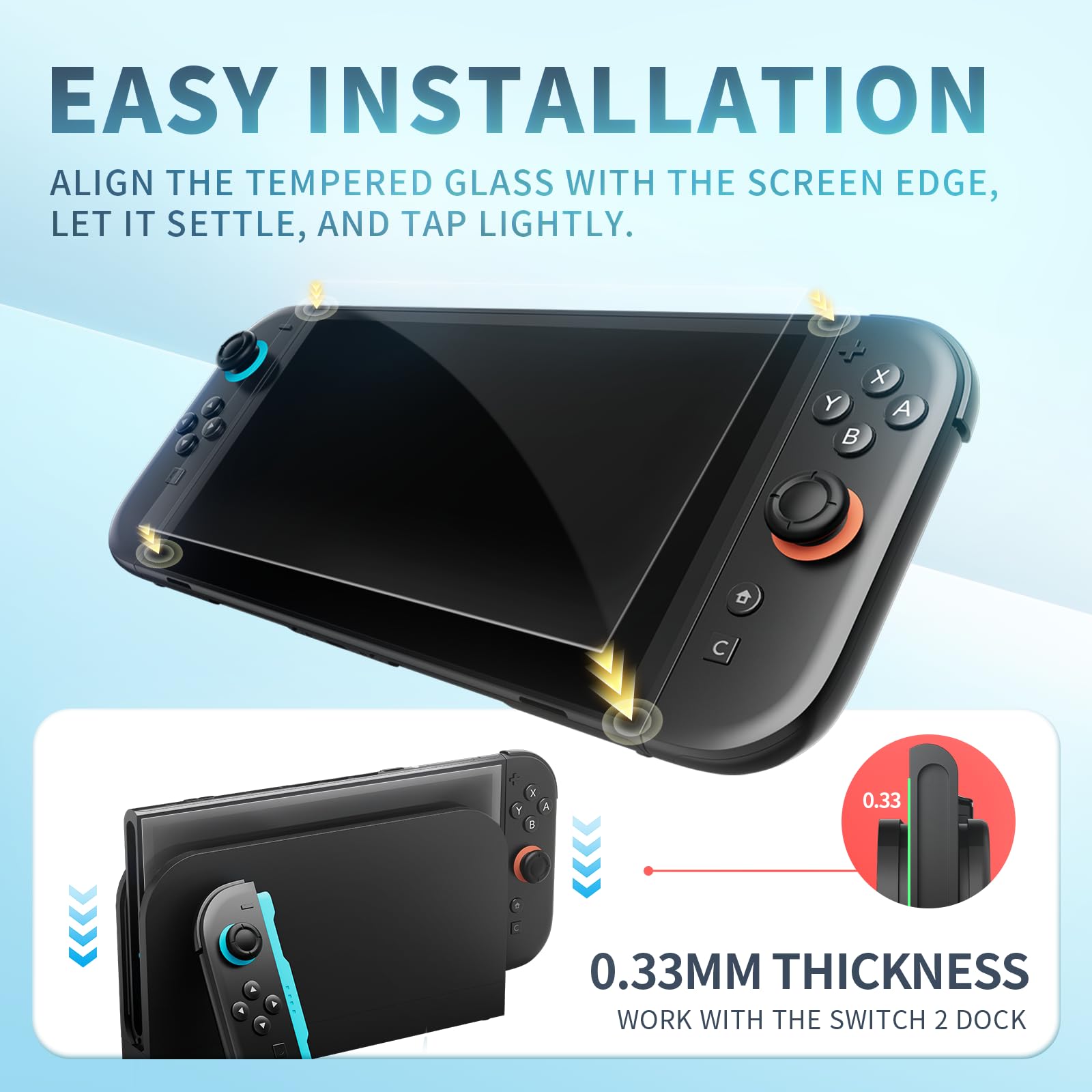 Tixlux Protector de Pantalla 3 Unidades Compatible con Nintendo Switch 2 (2025), Vidrio Templado 9H, Antiarañazos, Ultra Transparente, Sin Burbujas, Instalación Fácil