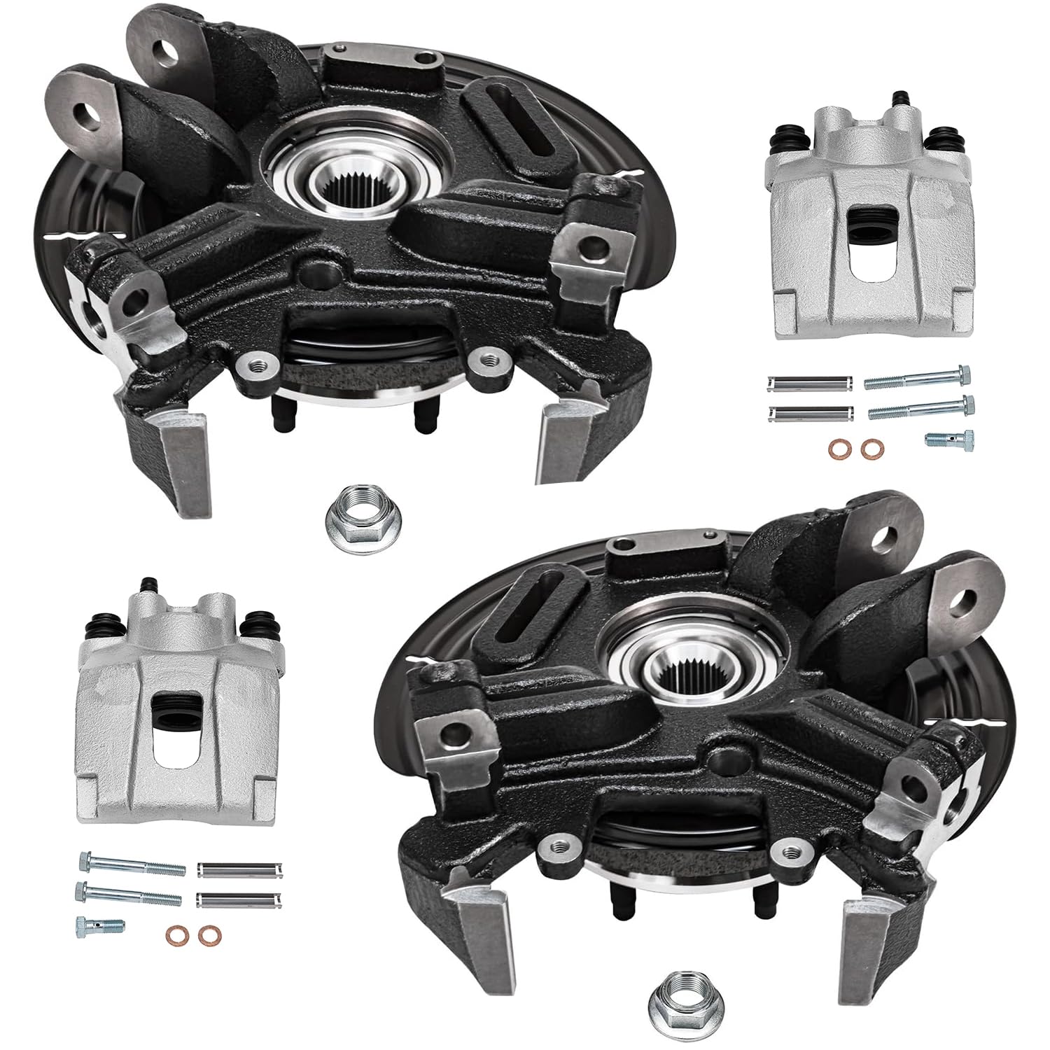 Detroit Axle - Rear Steering Knuckles w/Wheel Hubs Brake Calipers