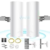 5.8G Wireless Bridge with Pole/Wall Mount Bracket - Extend Starlink Internet to Outdoor Access Point, 2 Miles Point to Point Starlink WiFi Extender with PoE Adapter, IP65 Waterproof Rating (2-Pack)