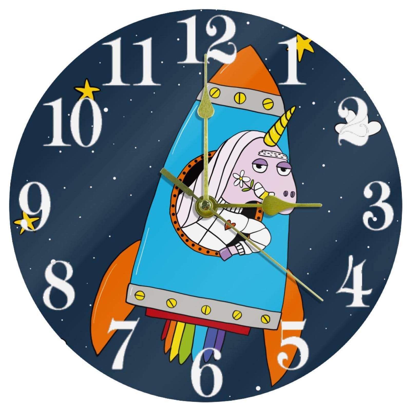 Horloge licorne silencieuse 25,4 cm pour chambre et salle de classe