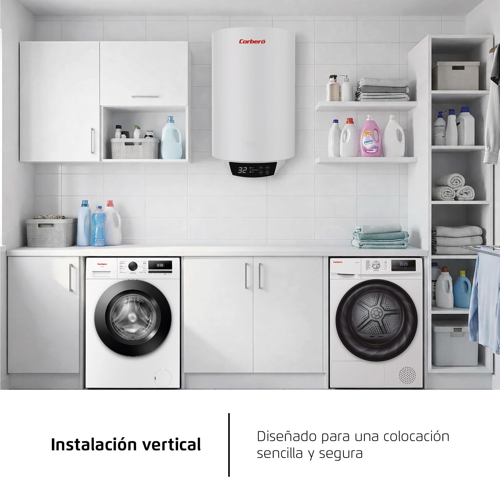 Corberó – Termo Eléctrico Digital | CTWBD80 | 72L | 30-75º | Función Smart | Termostato Exterior Regulable | Protección Anticorrosión | Resistencia de Acero | Termómetro exterior| Panel Digital