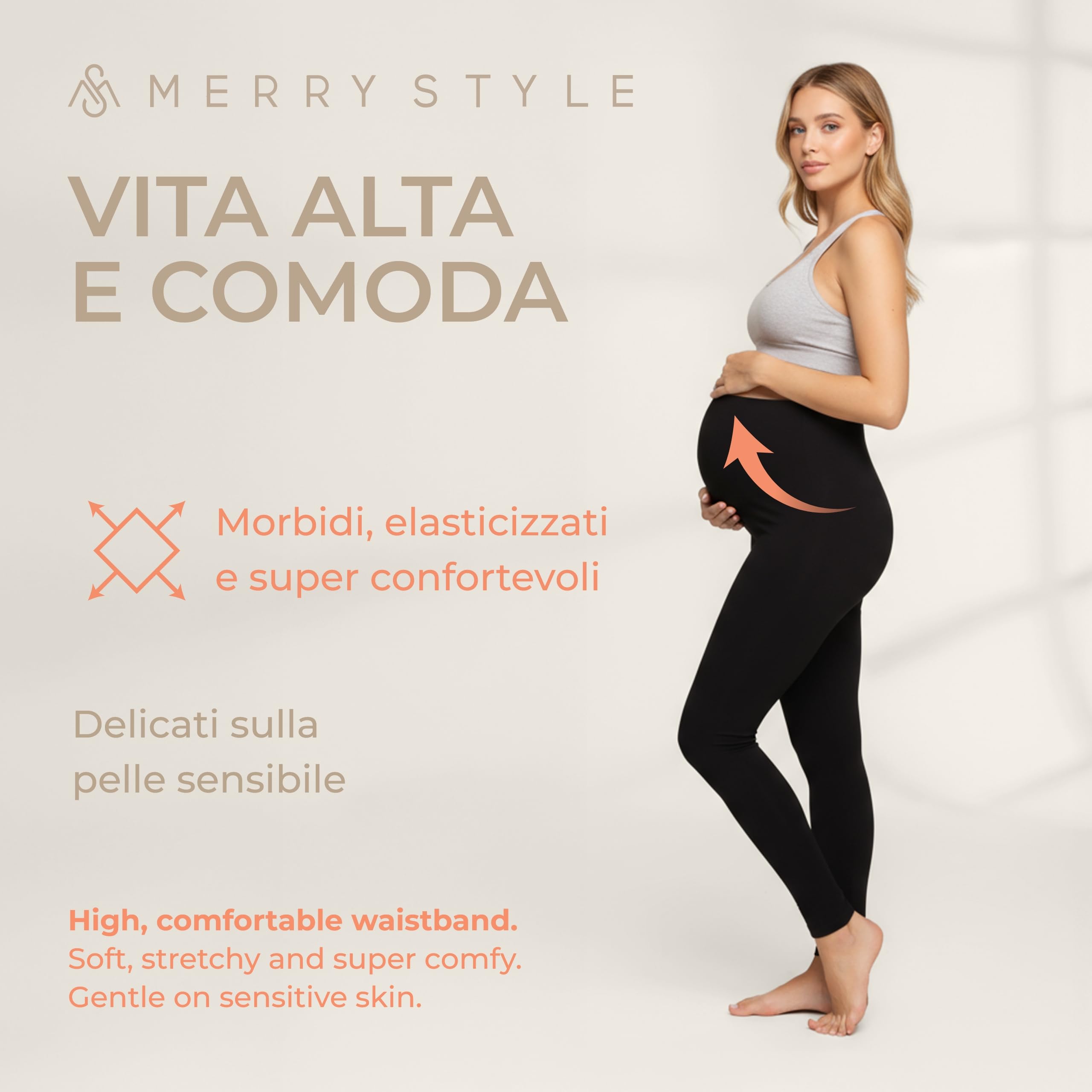 Merry Style Leggings Premaman Lunghi Donna MS10-297