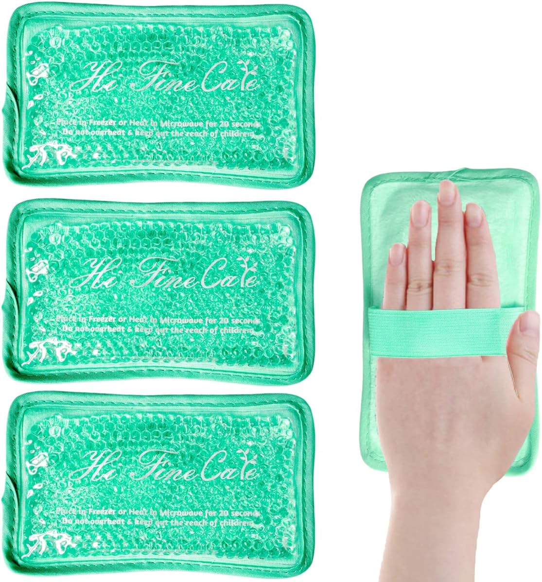 Ice Pack, Hot or Cold Pack Gel Bead Cooling Pad, Reusable for Injuries Medical Health, Swelling and Pain Relief, Tired Eyes, Child Injury, Headache, Sinus Relief 3PCS (Green)