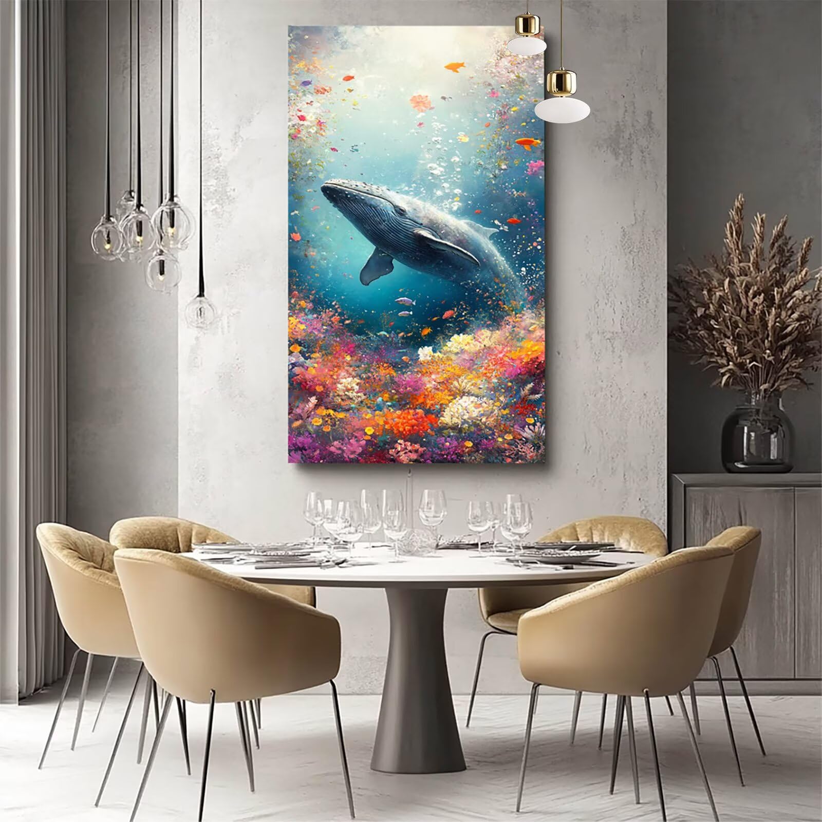 Kit De Pintura Por Números Para Adultos | Lienzo 25x50 Cm | Ballena | Pinceles Y Pinturas Acrílicas Incluidas | Manualidad Relajante | Decoración Del Hogar | Regalo DIY
