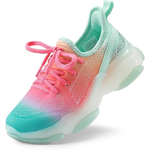DREAM PAIRS Girls Slip-On Sneakers Kids Lightweight Jelly Sole Walking Shoes