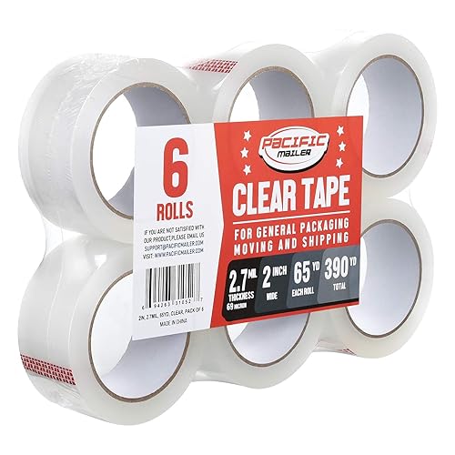 Cinta de embalaje transparente Pacific Mailer Heavy Duty Embalaje Carton Tape para envío Packaing Sellado en movimiento 2 pulgadas de ancho 27 mil