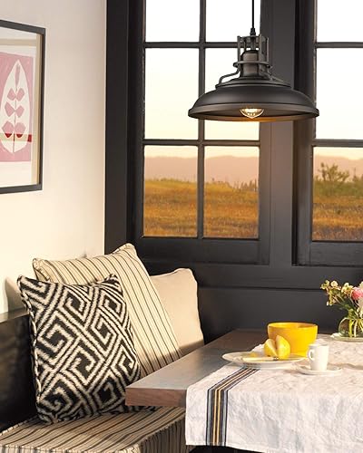 Miniatura 2 de FEMILA Lámpara colgante industrial, lámpara de montaje semiempotrado, apliques de pared vintage de granja, acabado de bronce aceitado