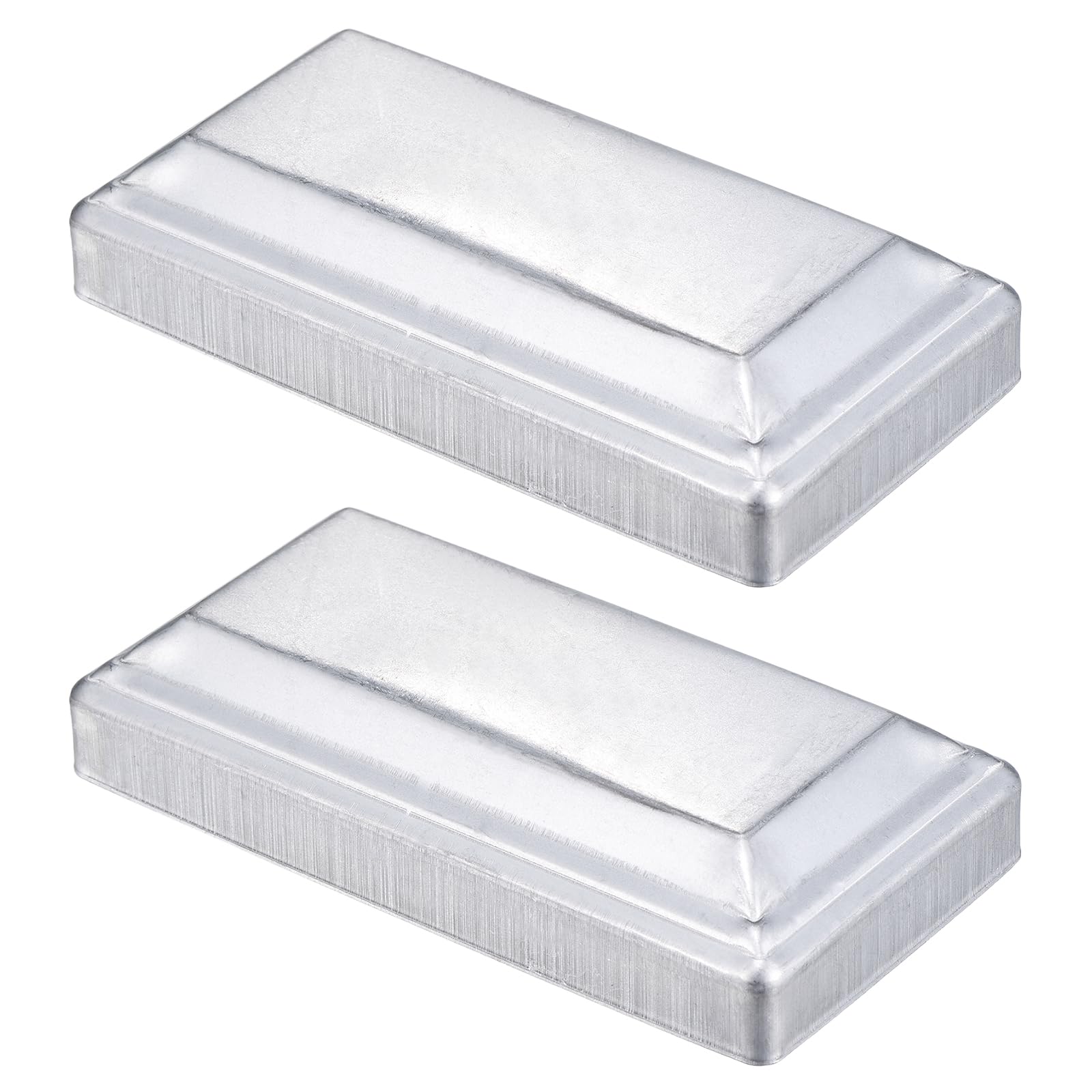 sourcing map 2Pcs Fence Post Cap Fit 4.8" x 2.4" OD Pipe, Galvanized Steel Deck Post Cover Square Decking Caps for Mailbox Outdoor Chain Link Wood/Metal Fence Deck Railing, Silver