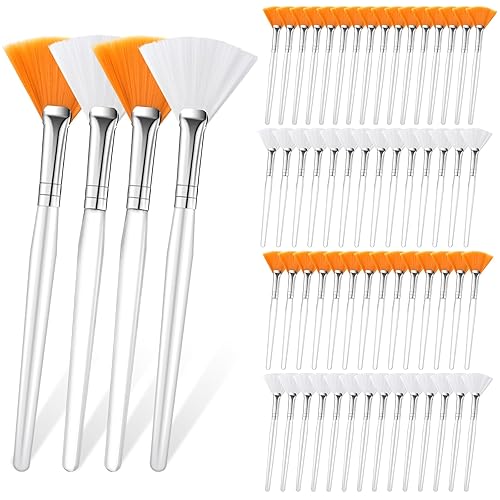 Supkiir 60 piezas de cepillo facial de abanico multiuso, cepillo de máscara delgada, suave, aplicador de máscara facial, herramientas cosméticas