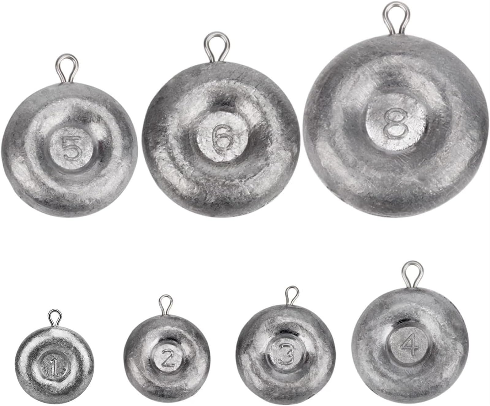 THE WHITE SHOP 10 PCS 2 OZ Fishing Weights Inline Trolling Sinkers Weights Kit Double Ring Sinkers Sinkers Catfishing Sinkers Saltwater Surf Fishing Weights Coin-Sinkers Disc-Sinkers Pyramid