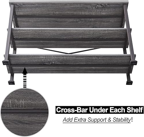 Miniatura 7 de Hombazaar Mesa de sofá consola de 3 niveles mesa de entrada rústica industrial con estante de almacenamiento para sala de estar pasillo acabado de