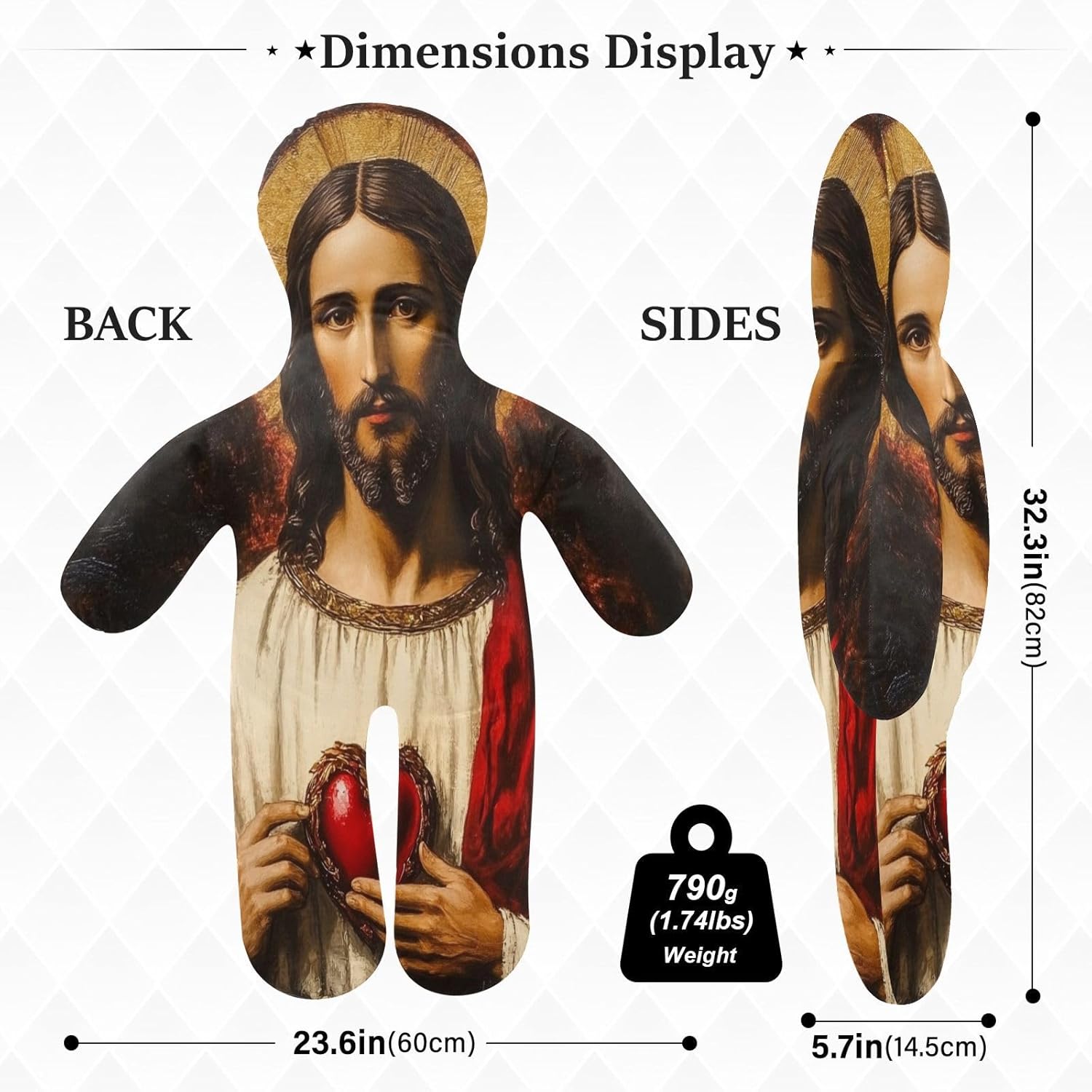Jesus Christ on Valentine's Day Human-Shaped Pillow Soft Body Pillows Washable Velvet Pillows for Anxiety Relief Sleeping Cuddling & Support