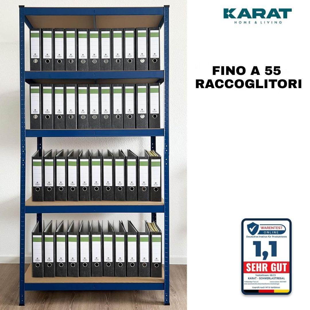 KARAT Scaffalatura per carichi Pesanti - Lakota - Set da 2 Pezzi, scaffalatura, Cantina, Magazzino, 5 Ripiani Regolabili (Blu, 40 x 90 x 180 cm)