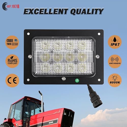 Miniatura 2 de Faros delanteros LED de 4 x 6 pulgadas y 60 W, compatible con Case/IH3088,3288,3488,3688,5088,5288,5488 International Tractor