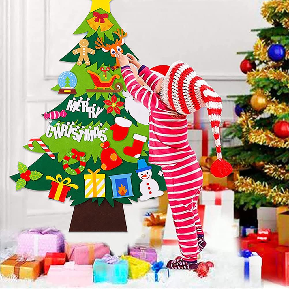 Sapin De Noël En Feutre DIY 102 Cm - Avec 26 Ornements Amovibles - Décoration Murale Ou De Porte Pour Enfants - 9