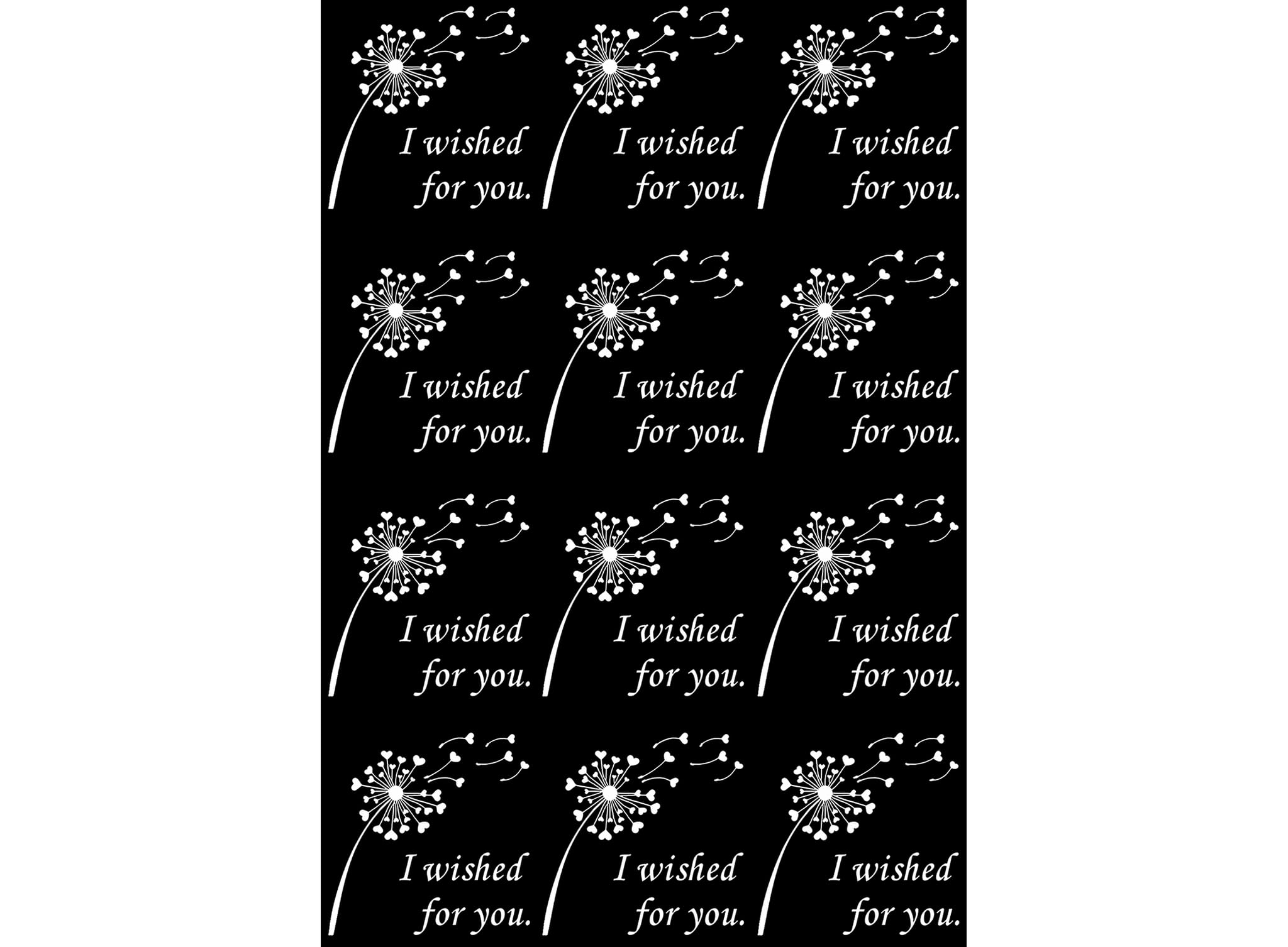 I Wished for You Dandelion 12 pcs White Fused Glass Decals