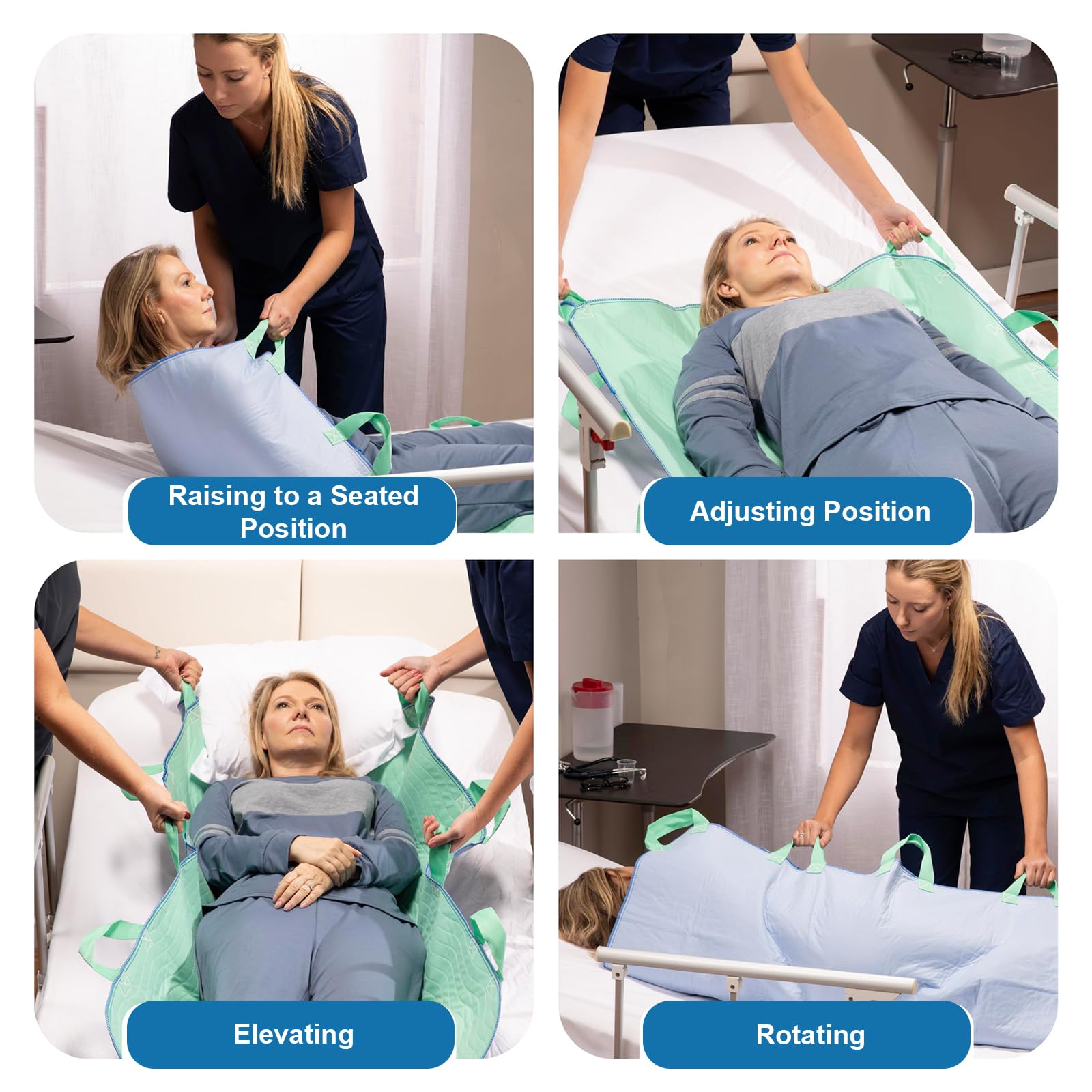 Empapadores Cama Adultos con 8 Asas Reforzadas, Secado Rápido 10 Min, Lavable, Impermeable, para Ancianos y Pacientes con Incontinencia, 86x132cm