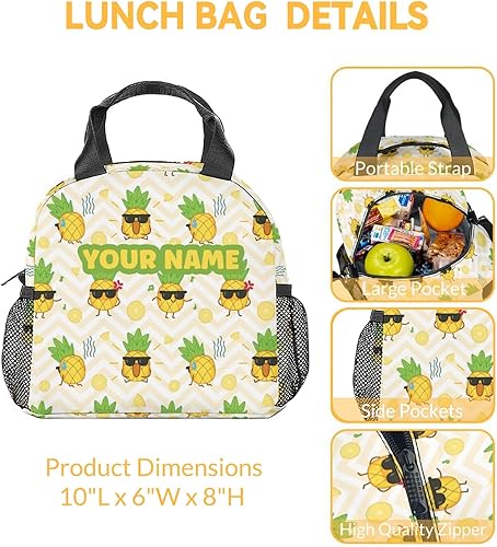 Miniatura 10 de Lonchera de piña para niños, pequeñas bolsas de almuerzo aisladas, bonita lonchera reutilizable para niñas, bolsas de almuerzo cruzadas amarillas