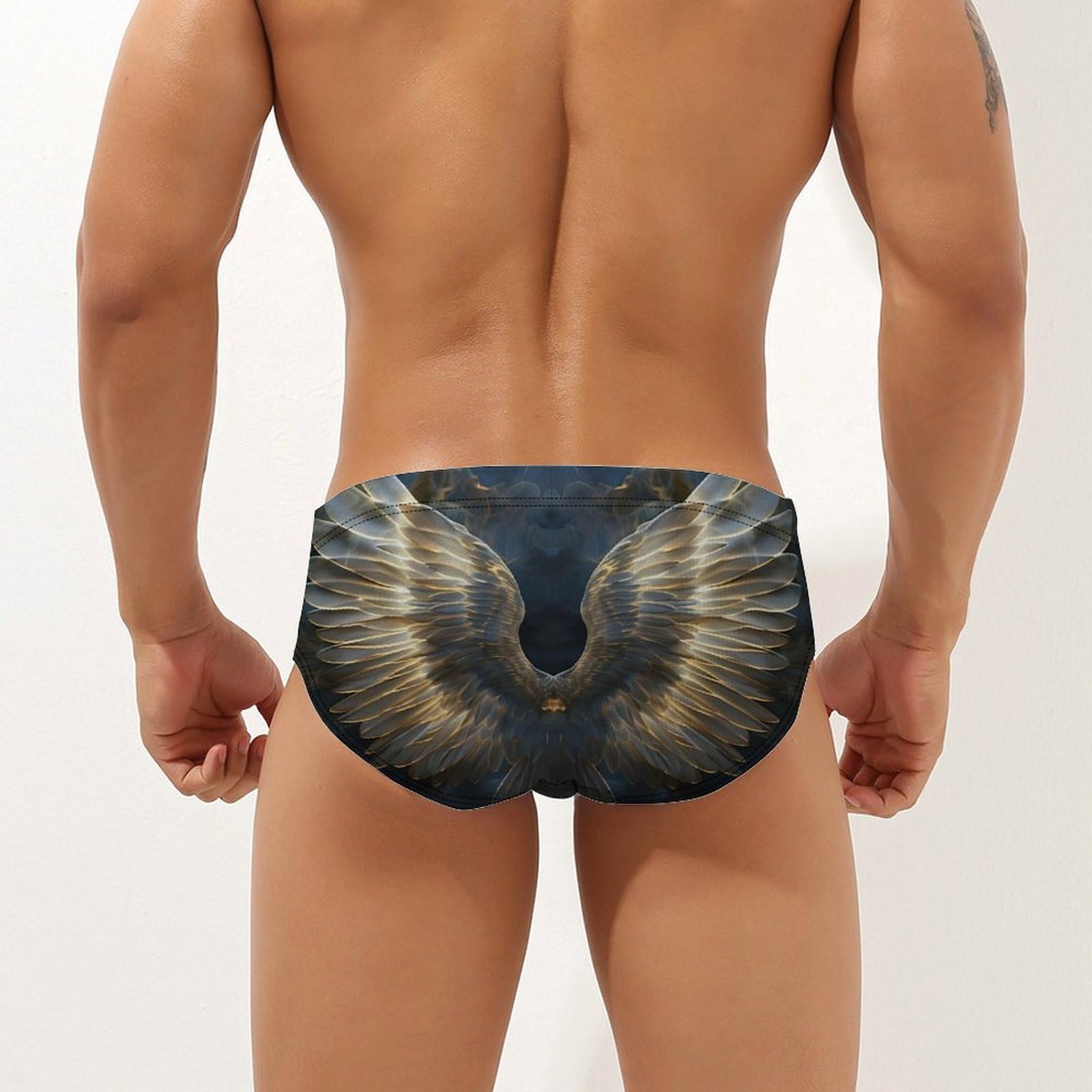 Angel Wings Heaven Mens Swim Briefs Quick Dry Swim Trunk Bikini Underwear Swimsuit 2XL