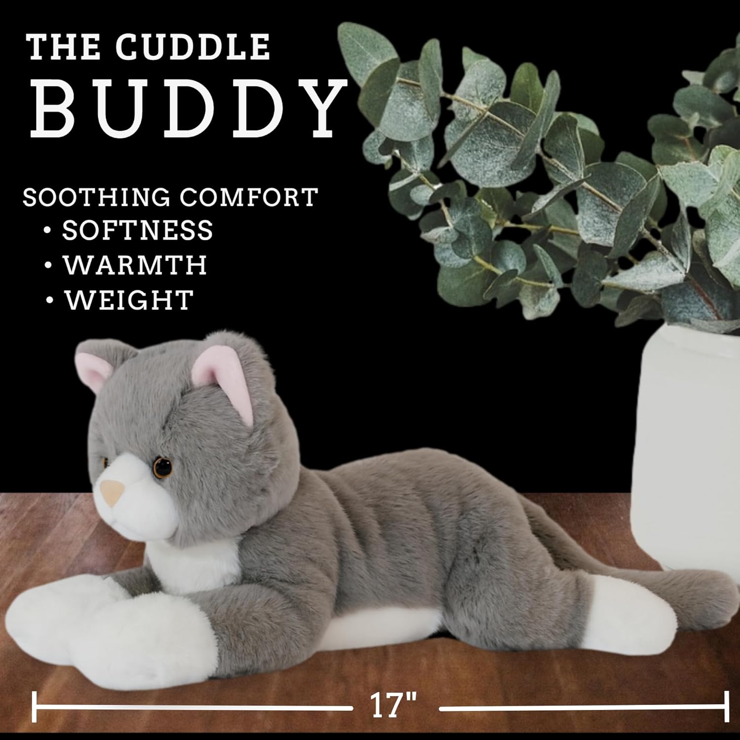 Cute Unscented Stuffed Animal Heating Pad for Period Cramps - Ideal Portable Heating Pad for Menstrual Cramps - Microwavable Plush Stuffed Animal for Girls, Women, Kids, Pets (Lazy Kitty)