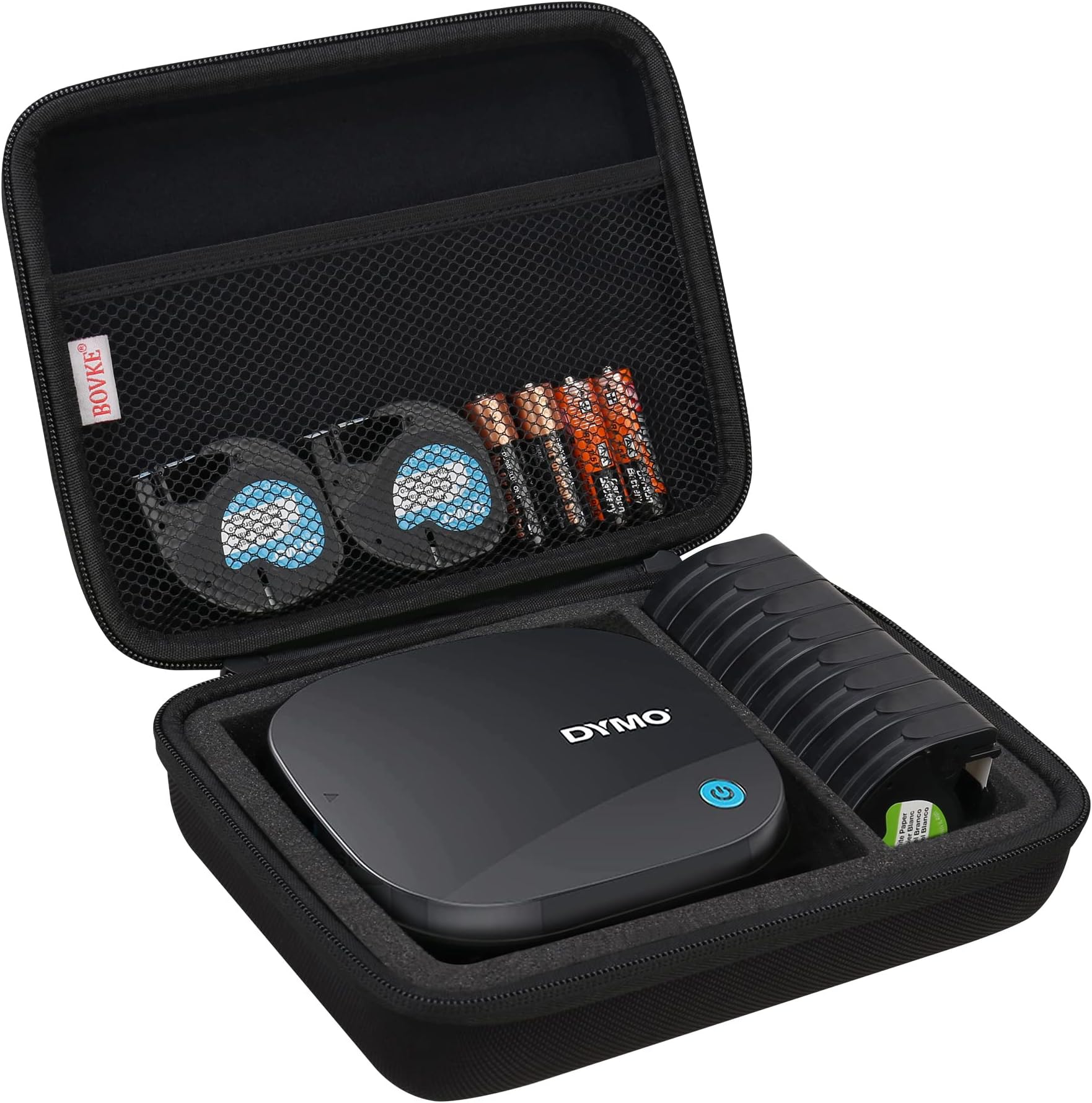 BOVKE Travel Case for DYMO LetraTag 200B Bluetooth Label Maker, Compact Label Printer, Extra Space for Letratag Refills Label Tapes and Spare Batteries, Black