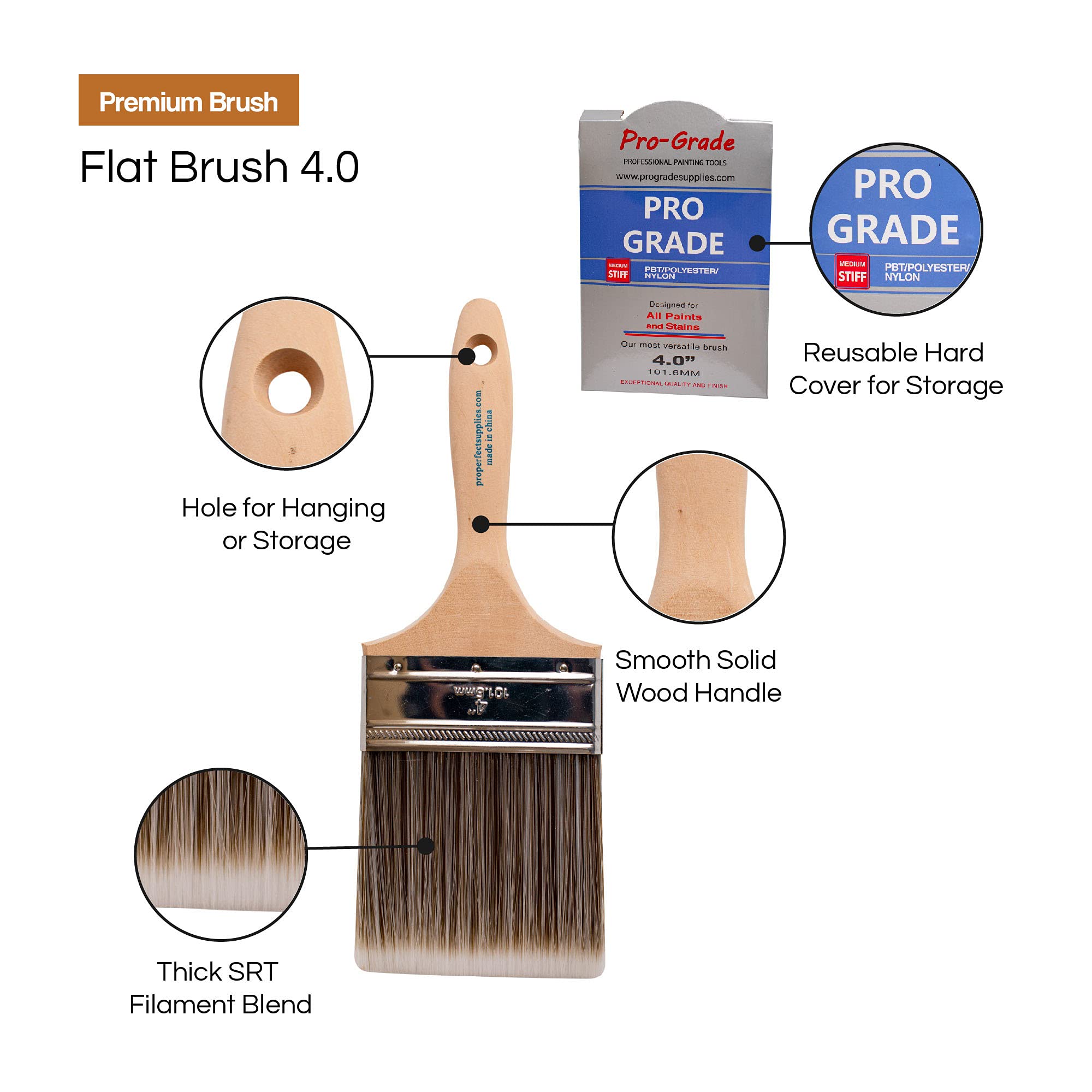 Vermeer Pinceles de pintura – Paquete de 12 – Pinceles planos de 4 pulgadas para todas las pinturas y manchas de látex y óleo, mejoras para el hogar, uso interior y exterior