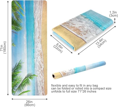 Miniatura 5 de ALAZA Esterilla de yoga antideslizante con estrellas de mar y conchas marinas en la arena en la playa, esterilla de ejercicio para yoga, pilates y