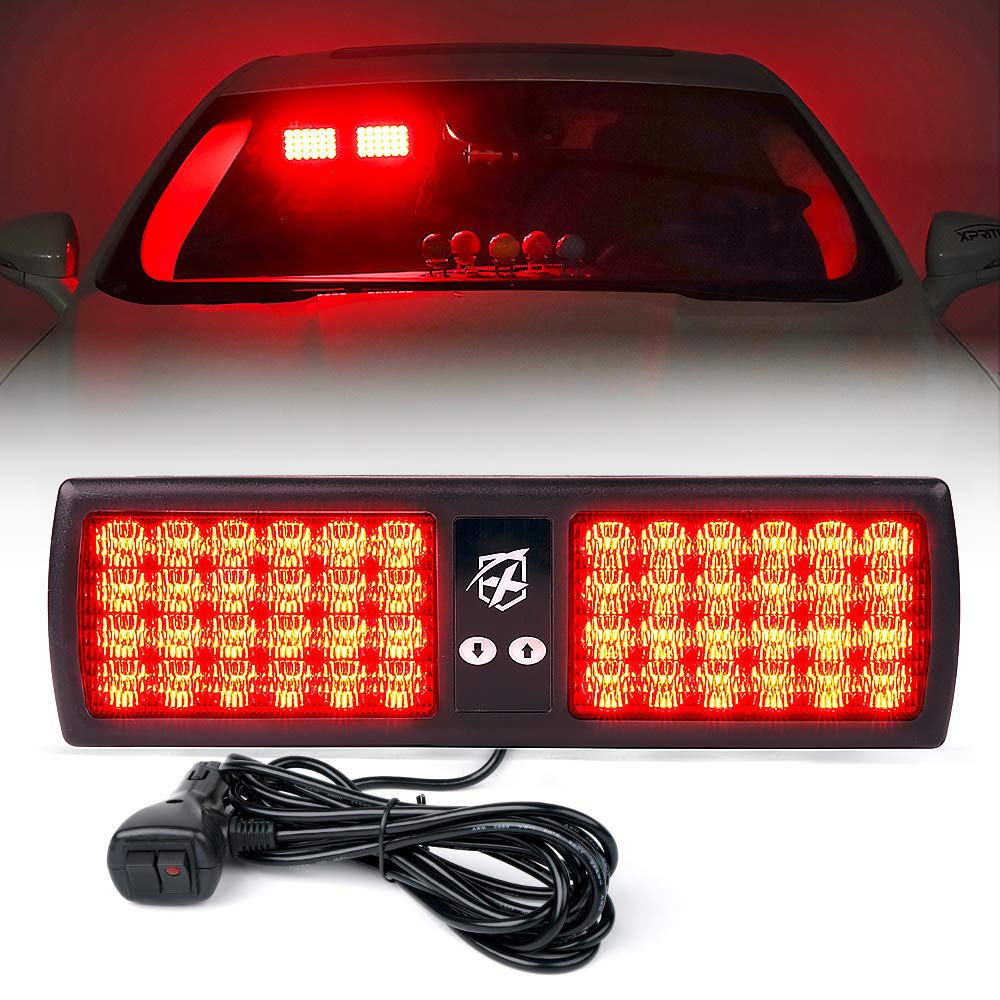 XpriteRed 48LED Visor Strobe Flashing Lights Sunshield Hazard Warning Light for Law Enforcement Emergency Vehicles Trucks Cars