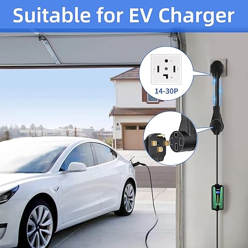 Miniatura 6 de Cable adaptador de cargador NEMA 14-30P a 14-50R EV, 30 amperios a 50 amperios, 4 clavijas para secadora a enchufe EV, cable de calibre 10