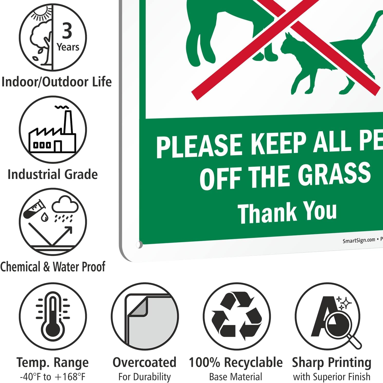 SmartSign Area Treated With Pesticide Sign - Pack of 2, Keep All Pets Off The Grass Sign, 14 x 10 inch, Digitally Printed, 55 mil HDPE Plastic, Red, Green and White, Made in USA - Image 4