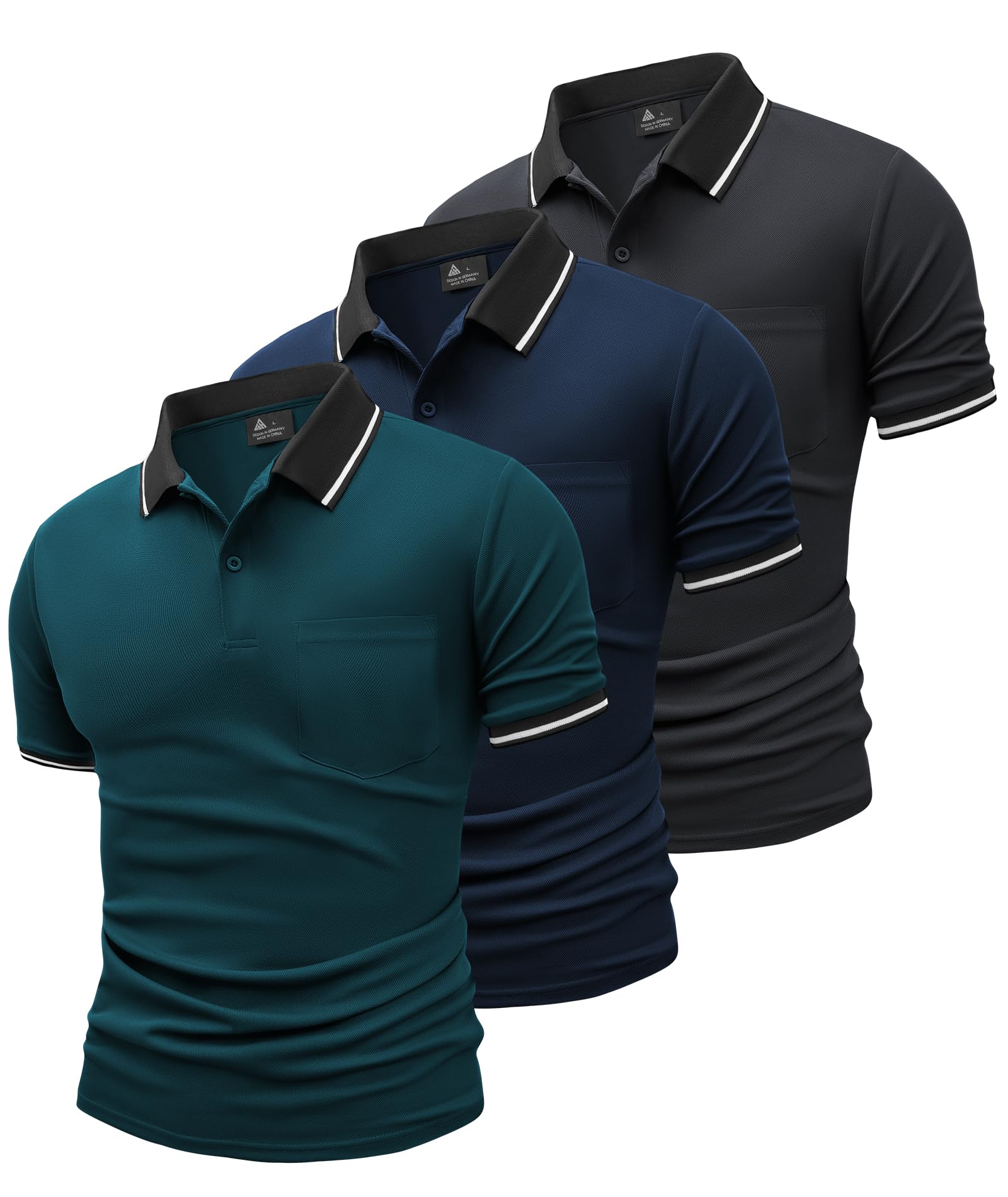 SwissWell 3er Pack Poloshirt Herren Kurzarm Golf Poloshirts Atmungsaktiv T-Shirt für Herren Polo Shirt