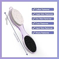 Vista 12 de Foot Brush and Pumice Stone - 4 Pack Foot Brush Scrubber for Shower 4 in 1 Pedicure Foot File Exfoliator for Foot Care - Purple and Blue
