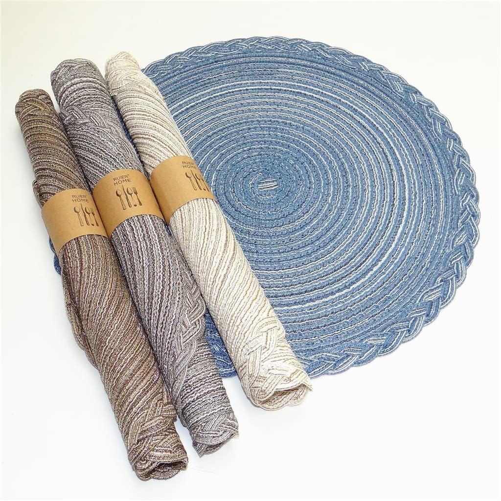 6 Pcs Table Place Mats Coasters Table Mats Heat Insulation Round Western Placemats Decoration Accessories(Black)