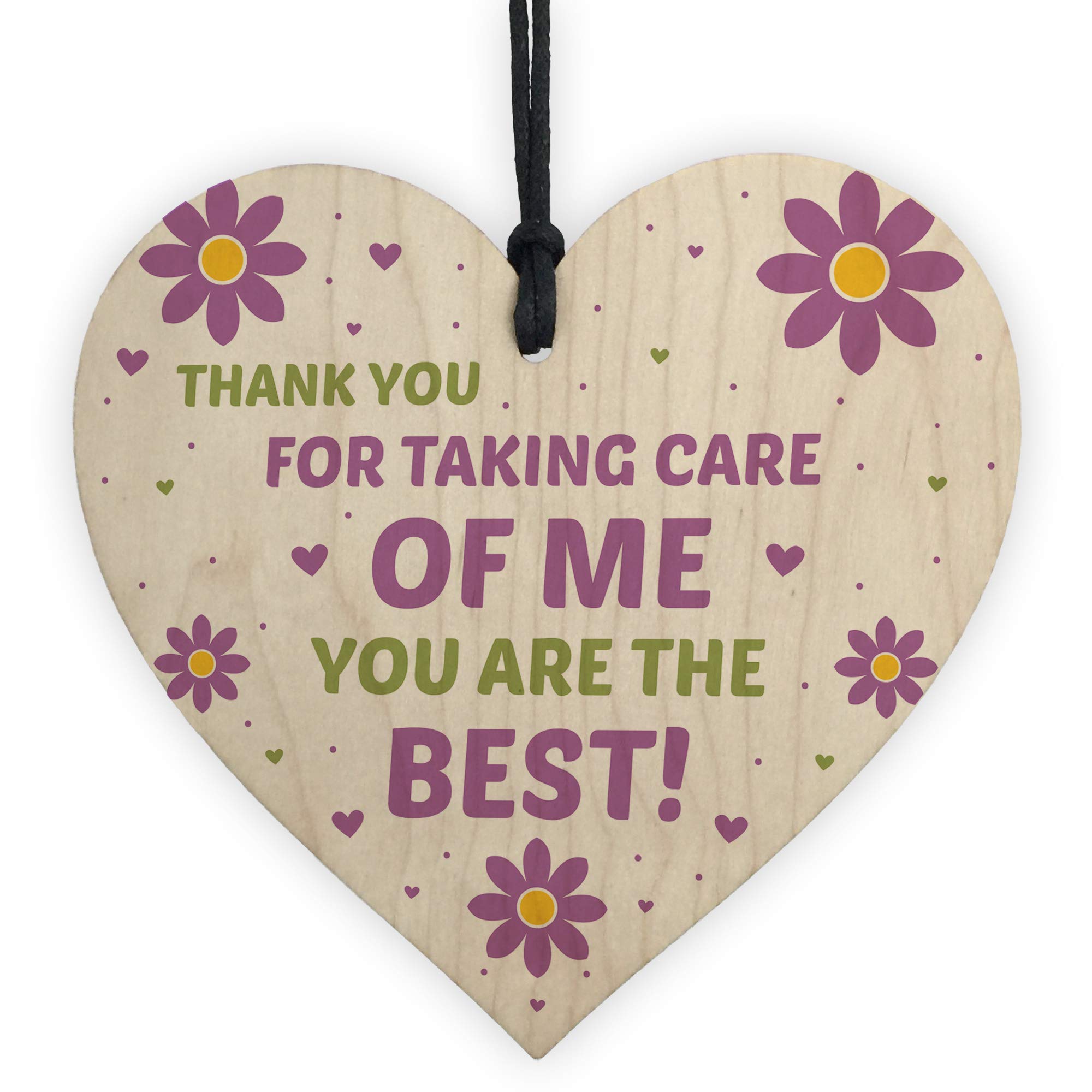RED OCEAN Novelty Thank You Gift For Volunteer Carer Wooden Heart Gift For Him Her Keepsake